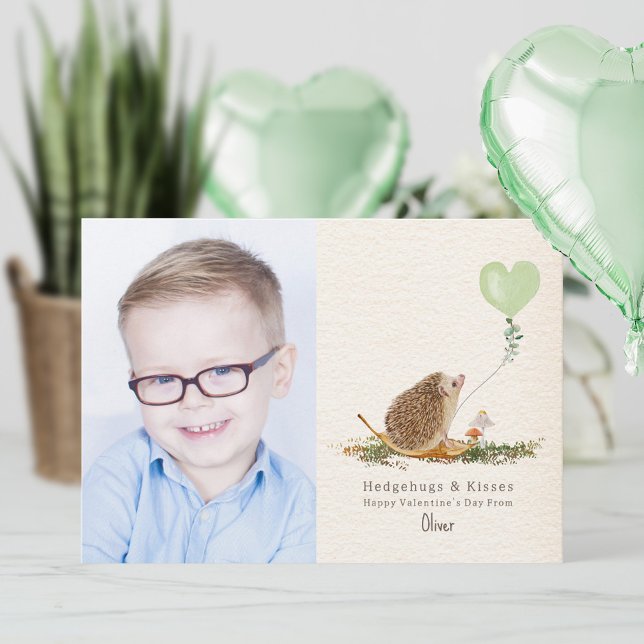 Hedgehugs Kisses Green Balloon Igel Valentine Karte (Von Creator hochgeladen)