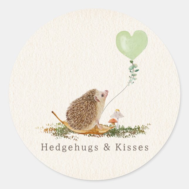 Hedgehugs & Kisses Igel Valentine Runder Aufkleber (Vorderseite)