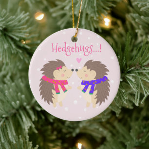 Hedgehugs! Niedlicher Igel Weihnachten Keramik Ornament