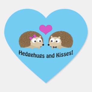 Hedgehugs und Kisses niedliches Igel-Paar Herz-Aufkleber