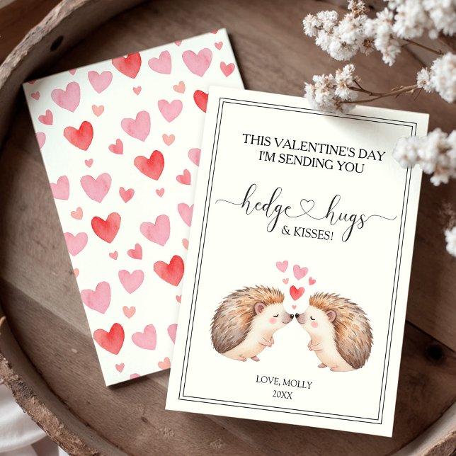 Hedgehugs und Küsse Igel Valentinstagskarte Feiertagskarte (Hedgehugs and Kisses Hedgehog Valentine's Day Card)