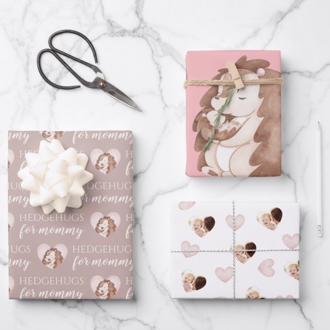 Hedgehugugs für Mommy Wrapping Paper Sheets Geschenkpapier Set (Vorderseite)