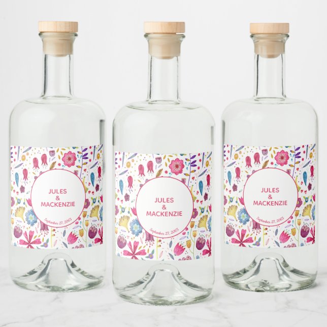 Hedgerow Blume Wasserfarben Moderne Alkoholflaschenetikett (Flaschen)