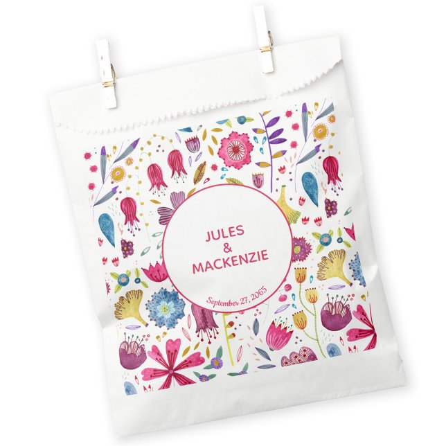 Hedgerow Wilde Blume Wasserfarbenhochzeit Geschenktütchen (Watercolor floral modern wedding favor bag)