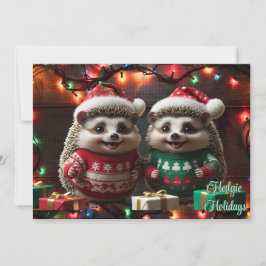 Hedgie Holidays Igel in Sweaters Personalisiert Feiertagskarte