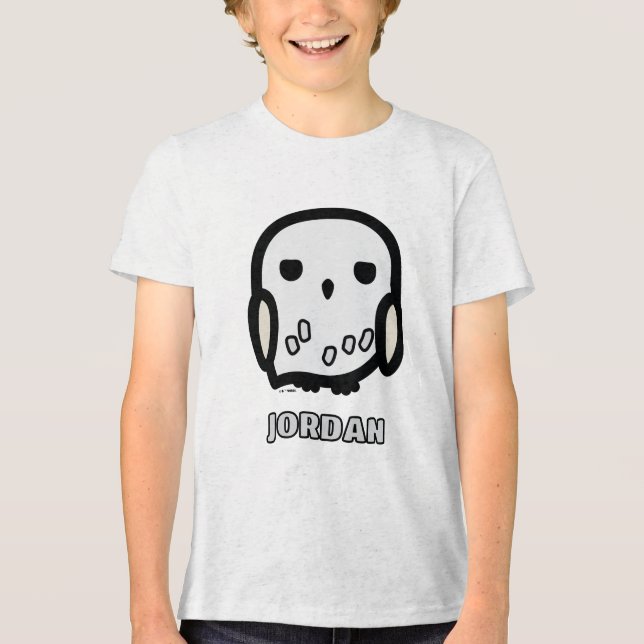 Hedwig Cartoon Character Art Tri-Blend Shirt (Vorderseite)