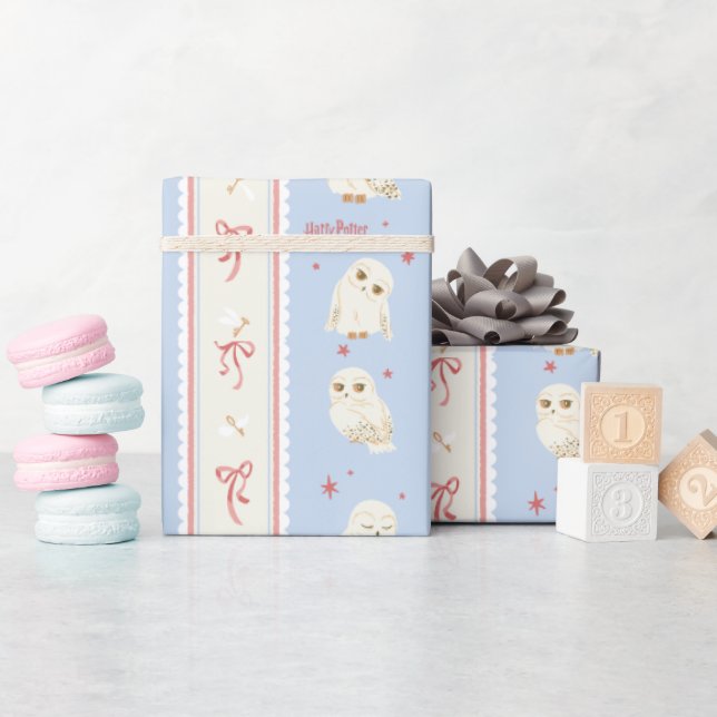 Hedwig-Eulenpost-Streifenmuster Geschenkpapier (Babyparty)