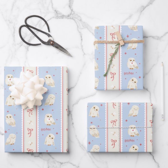 Hedwig Eulenpost-Streifenmuster Geschenkpapier Set (Vorderseite)