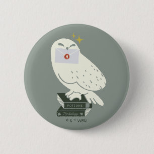Hedwig mit Brief skizzenhafte Zeichnung Button