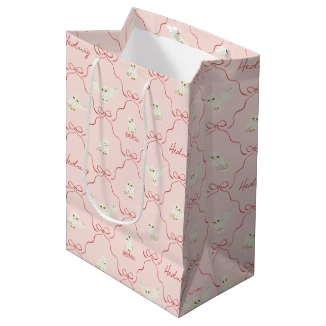 Hedwig Pink Ribbon Pattern Mittlere Geschenktüte (Vorderseite Schrägansicht)