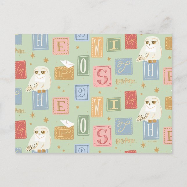 Hedwig-Post-Blockbuchstaben-Muster Postkarte (Vorderseite)