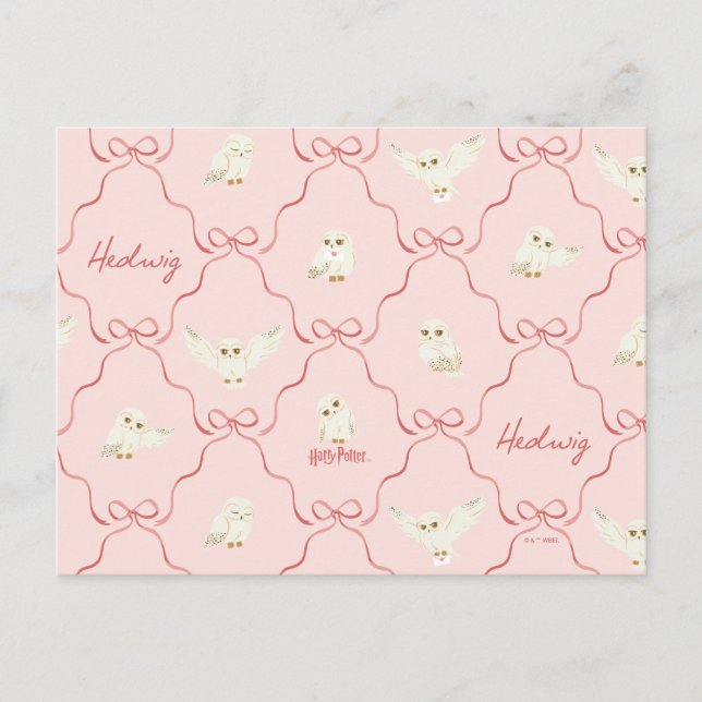 Hedwig-Rosa-Schleifen-Muster Postkarte (Vorderseite)