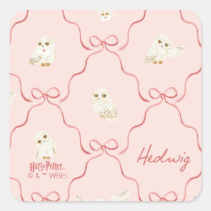 Hedwig-Rosa-Schleifen-Muster Quadratischer Aufkleber