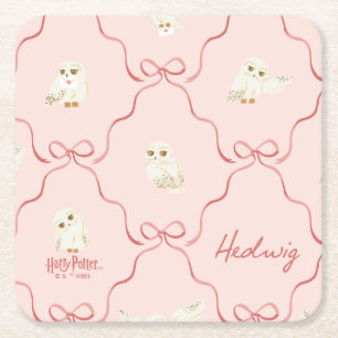 Hedwig-Rosa-Schleifen-Muster Rechteckiger Pappuntersetzer