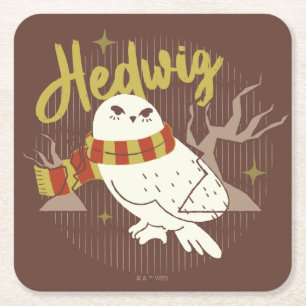 Hedwig Whimsical Wald Zeichnung Rechteckiger Pappuntersetzer