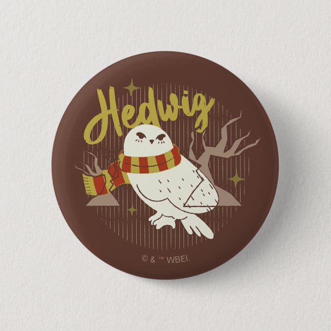 Hedwig Whimsicaler Wald Zeichnung Button (Vorderseite)