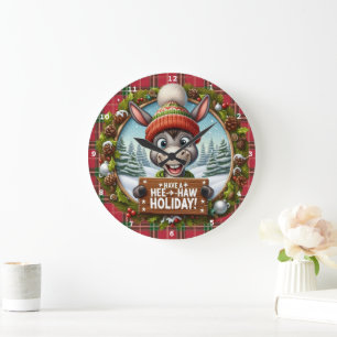 Hee-Haw Holiday!" - Frohe Weihnachten im Donkey Große Wanduhr