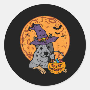 Heeler Hexenhut Mond Jack O Lantern Halloween Runder Aufkleber