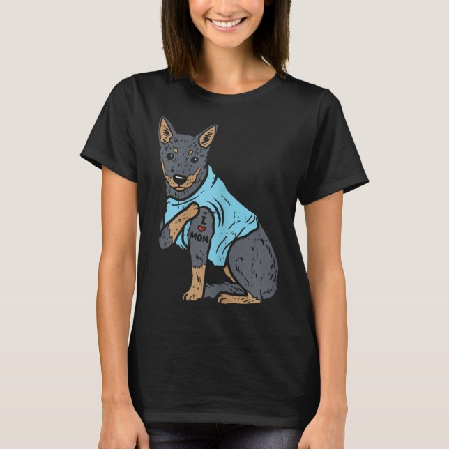 Heeler I Liebe Mama Tierfütterung Rotblauer Rinder T-Shirt (Vorderseite)