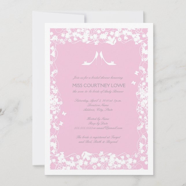 Heels Bridal Dusche Einladung in hellrosa (Vorderseite)