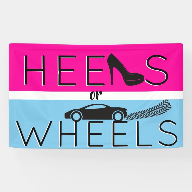 Heels oder Räder |{Auto} Pink & Blue Gender Reveal Banner (Horizontal)
