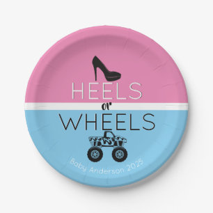 Heels oder Räder Monster-Lkw-Gender-Bericht Pappteller