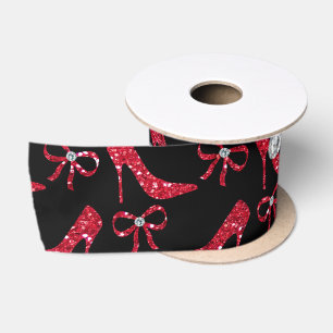 Heelsbogen des Glitters des hochroten Rotes des Satinband