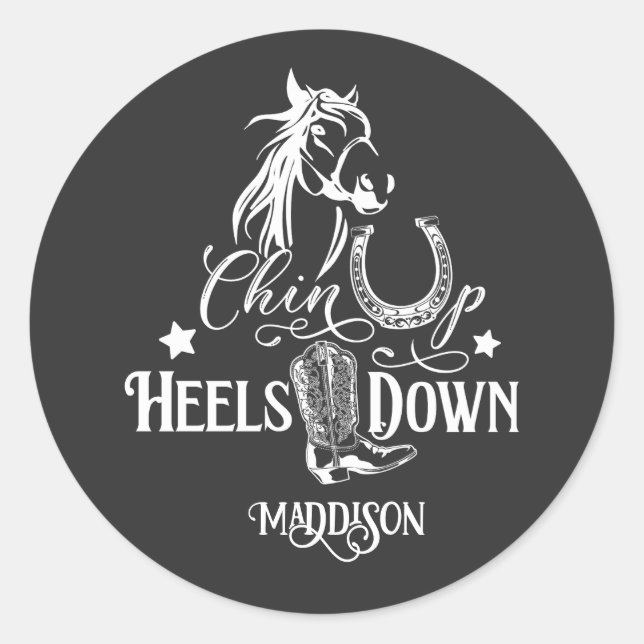 Heelse auf dem Cowgirl reiten Runder Aufkleber (Vorderseite)