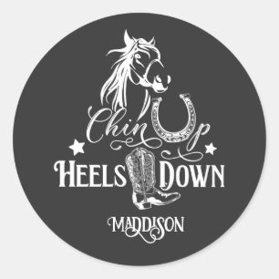 Heelse auf dem Cowgirl reiten Runder Aufkleber