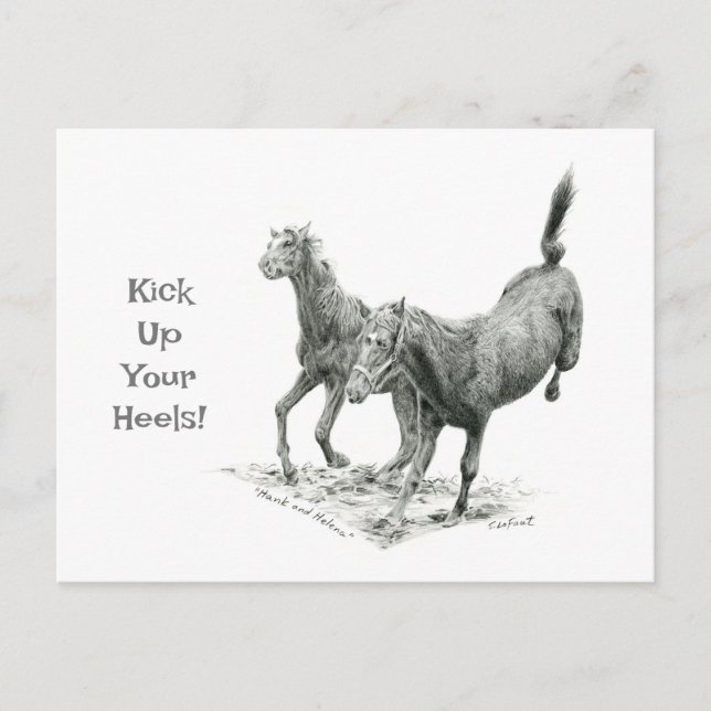 Heelse beim Postüberqueren der Postkarte aufheben (Vorderseite)