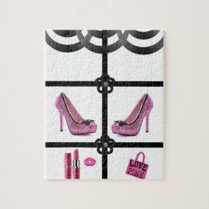 Heelse rosa schwarzes Puzzle