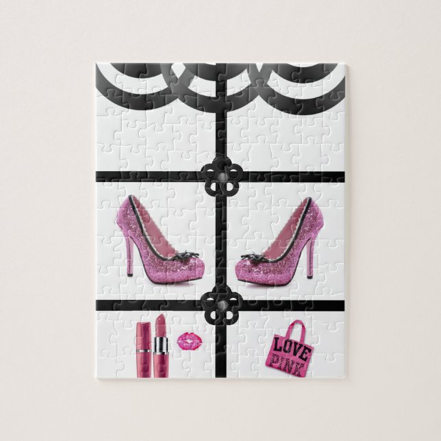 Heelse rosa schwarzes Puzzle (Vertikal)