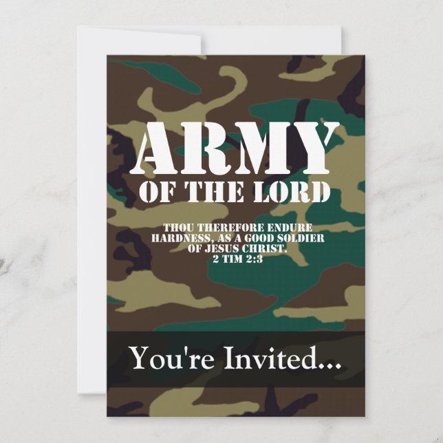 Heer des Herrn, Bibel-Schrift-Camouflage Einladung (Vorderseite)