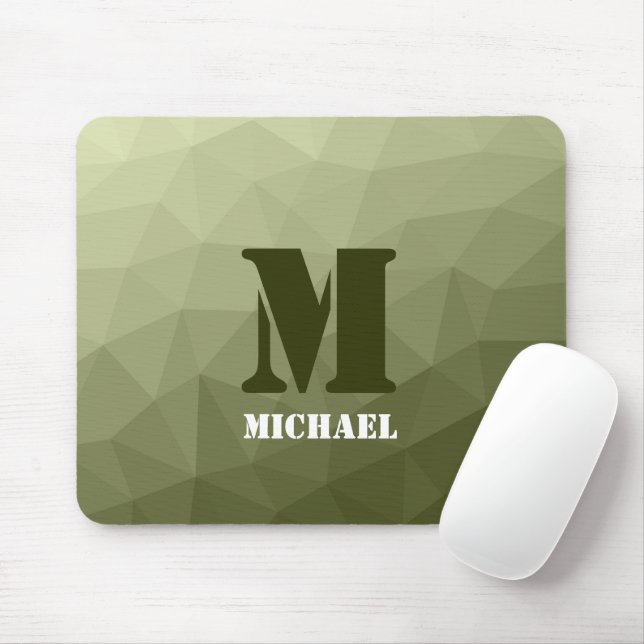 Heeres hellgrün geometrisches Maschenmuster Monogr Mousepad (Mit Mouse)