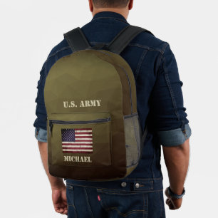Heeresbraune geometrische Mesh-USA-Flagge mit indi Bedruckter Rucksack