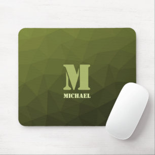 Heeresgrün-Oliv geometrisches Maschenmuster Monogr Mousepad