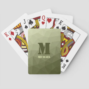 Heeresgrün-oliv geometrisches Maschenmuster Monogr Spielkarten