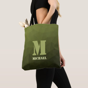 Heeresgrün-Oliv geometrisches Maschenmuster Monogr Tasche