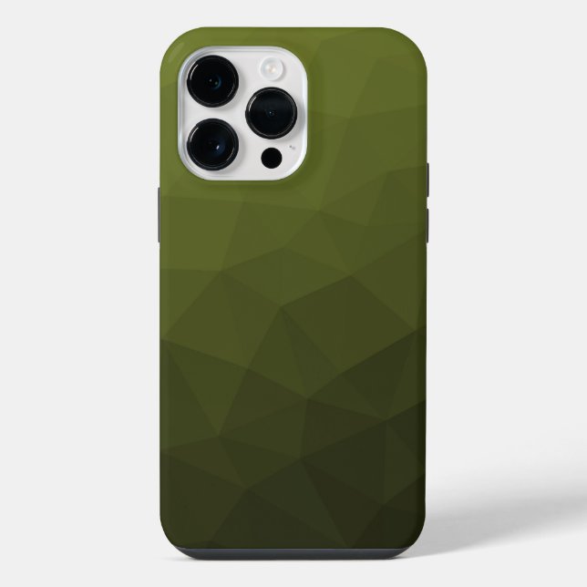 Heeresgrün-Oliv-Gradient geometrisches Maschenmust iPhone 14 Pro Max Hülle (Rückseite)