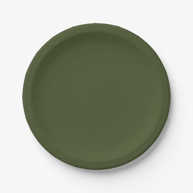 Heeresgrün Uni-Farbe Pappteller (Vorderseite)