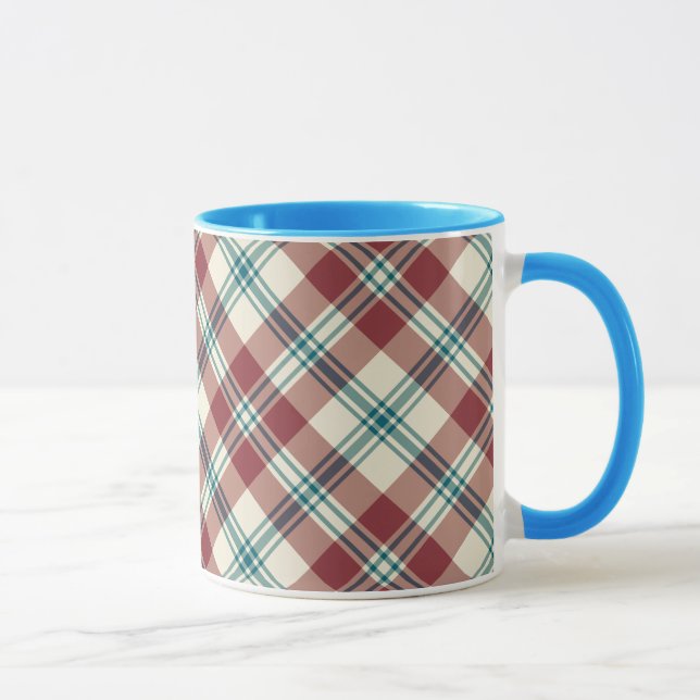 Heffalump Red Blue Beige Kariert Ringer Coffee Tas Tasse (Rechts)