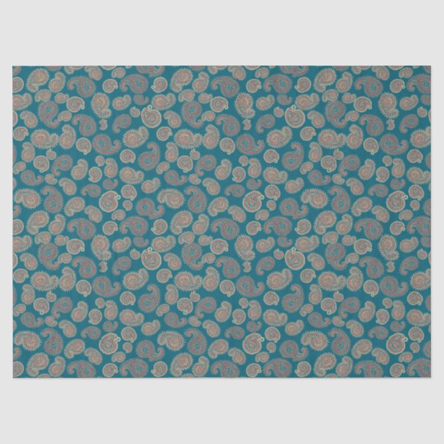 Heffalumps Red Blue Beige Paisley Tissue Paper Seidenpapier (Vorderseite)