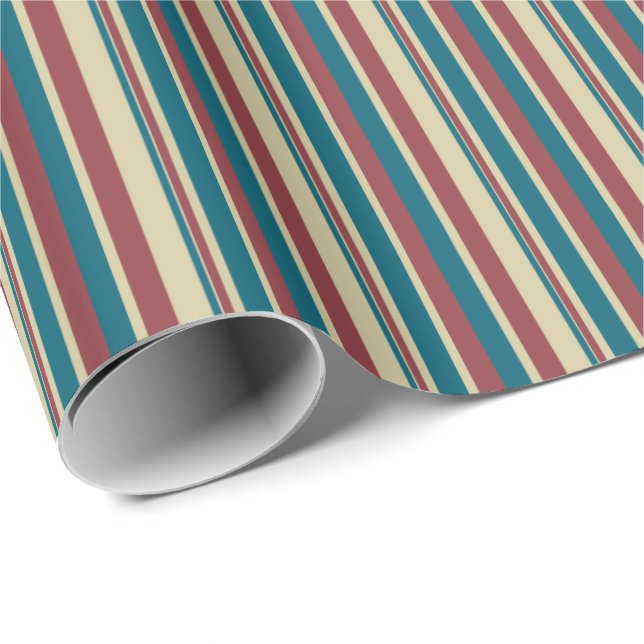 Heffalumps Red Blue Beige Streifen Geschenkpackung Geschenkpapier (Rolleneckpunkt)