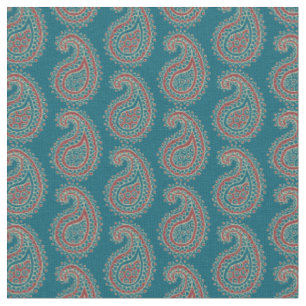 Heffalumps Rot Blau Beige Paisley Muster Stoff