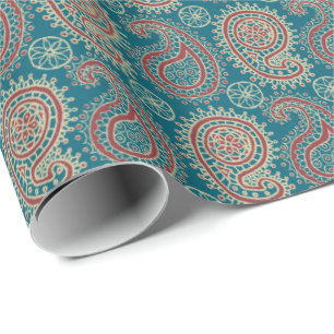 Heffalumps rotes blaues beige Paisley Packpapier