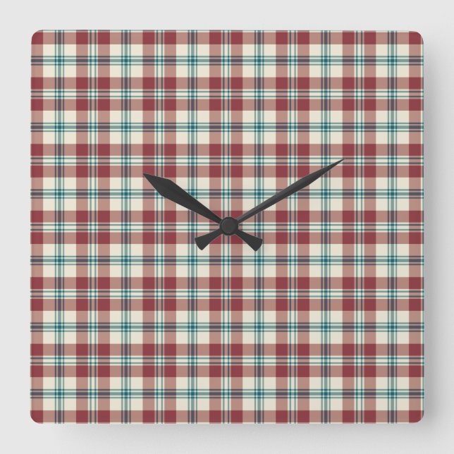 Heffalums Rouge, Bleu, Beige Mur Plaid Horloge (Recto)