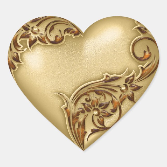 Heft Scroll Gold w Red Gold Herz-Aufkleber (Vorderseite)