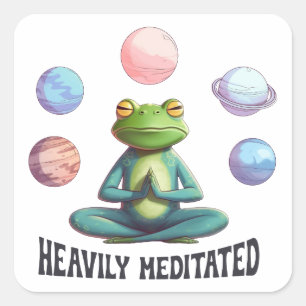 Heftig Meditierter Frog Yoga Playful Zen Quadratischer Aufkleber