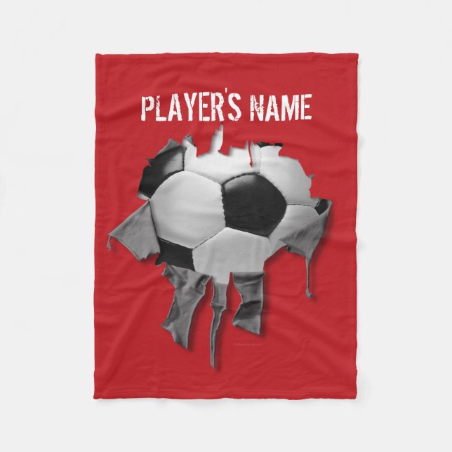 Heftige Fußball-personalisierte schwarze Fleecedecke (Vorderseite)