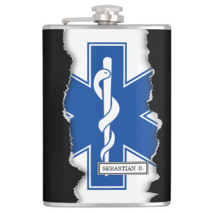 Heftiger heraus EMT Sanitäter-Symbol-individuelle Flachmann